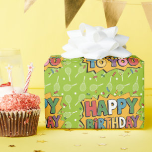 Tennis Happy Birthday for Player Wrapping Paper
