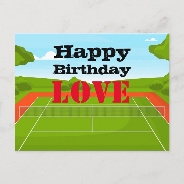 Tennis Happy Birthday Love  to player Postcard (Front)