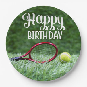 Tennis Happy Birthday   Paper Plates