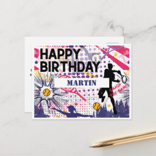 Tennis 🎾 Happy Birthday Postcard