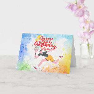 Tennis Happy Birthday Tennis Player watercolor Card