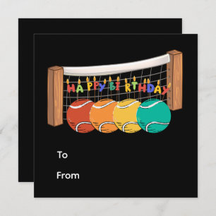 Tennis Happy Birthday with ball on court