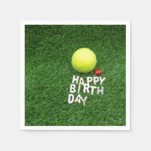 Tennis Happy Birthday with love heart Napkin