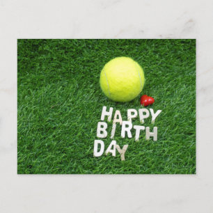 Tennis Happy Birthday with love heart Postcard