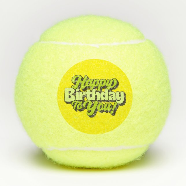 Tennis Happy Birthday with tennis ball   (Front)