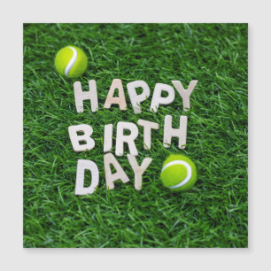 Tennis Happy Birthday with Tennis ball on green