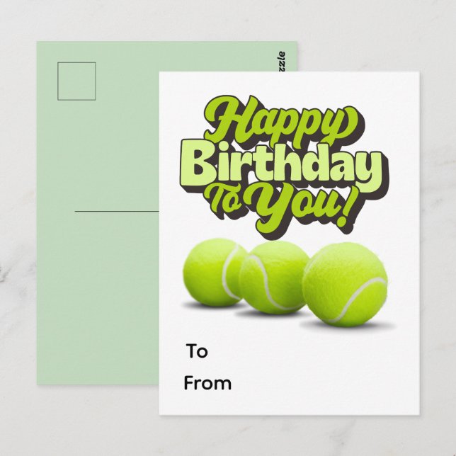 Tennis Happy Birthday with tennis ball  Postcard (Front/Back)