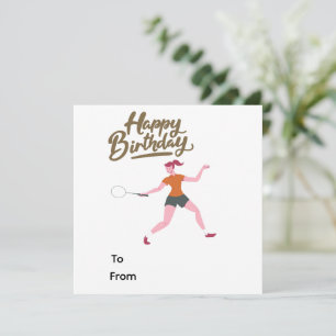 Tennis Happy Birthday with woman player on court 