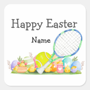 Tennis Happy Easter for Tennis Player Napkins Square Sticker