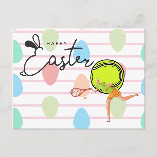 Tennis Happy Easter  to Tennis Player    Holiday Postcard (Front)