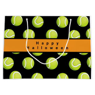 Tennis Happy Halloween with ball all over Large Gift Bag