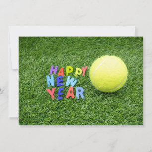 Tennis happy New Year & tennis ball for Player  Holiday Card