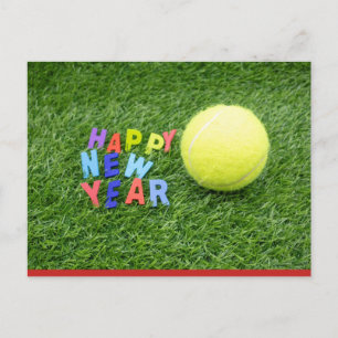Tennis happy New Year & tennis ball Postcard