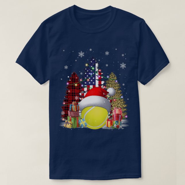 Tennis Hat Santa Flag Us Buffalo Plaid Leopard Xma T-Shirt (Design Front)