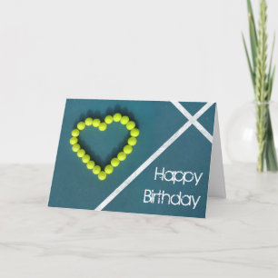 Tennis heart happy Birthday personalised Card