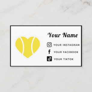 Tennis Heart Love Coach Fire Social Media Modern Business Card