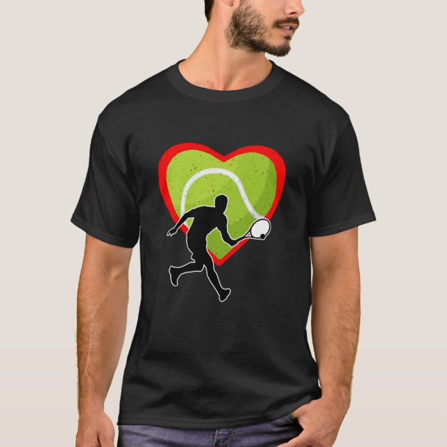 Tennis Heart Sport Love Anti Valentines Day T-Shirt (Front)
