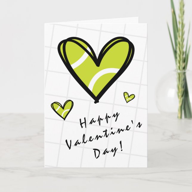 Tennis Hearts & Net Valentine's Day Coach Kids Fun Holiday Card (Front)