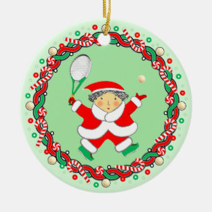 Tennis Holiday Gift Ceramic Ornament