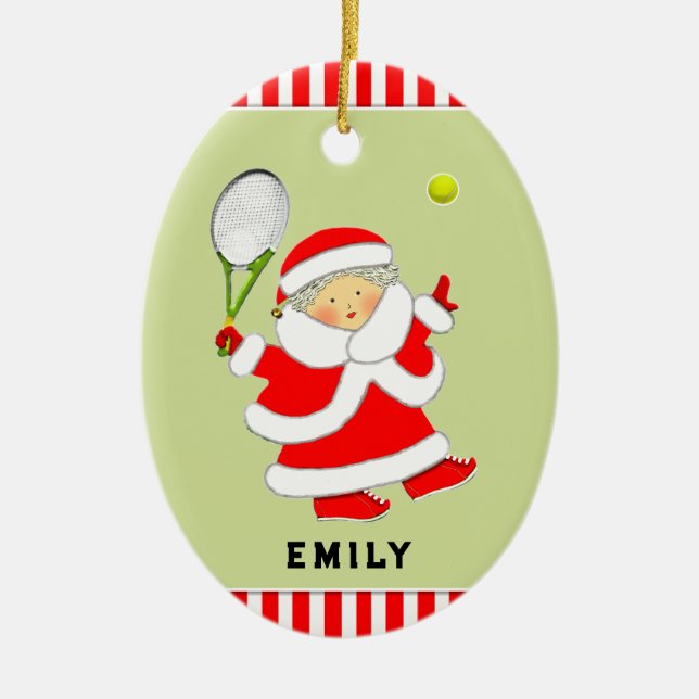 Tennis Holiday Gift Ceramic Tree Decoration (Front)