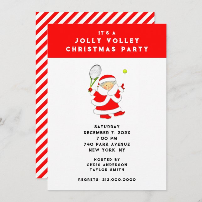 Tennis Holiday Party Invitation (Front/Back)
