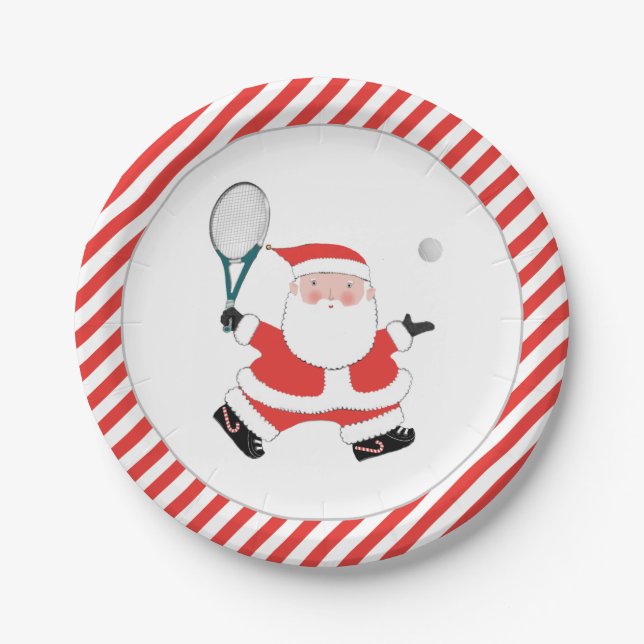Tennis Holiday Party Paper Plate (Front)