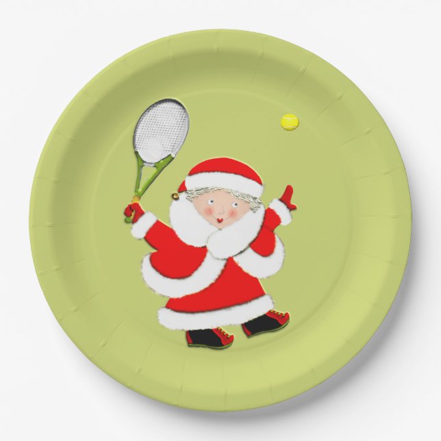Tennis Holiday Party Paper Plate (Front)