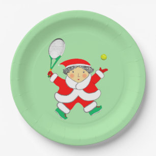 Tennis Holiday Party Paper Plate