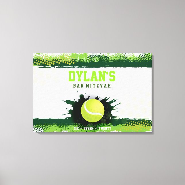 TENNIS IN GREEN Bar Mitzvah Sign In Memory Board (Front)