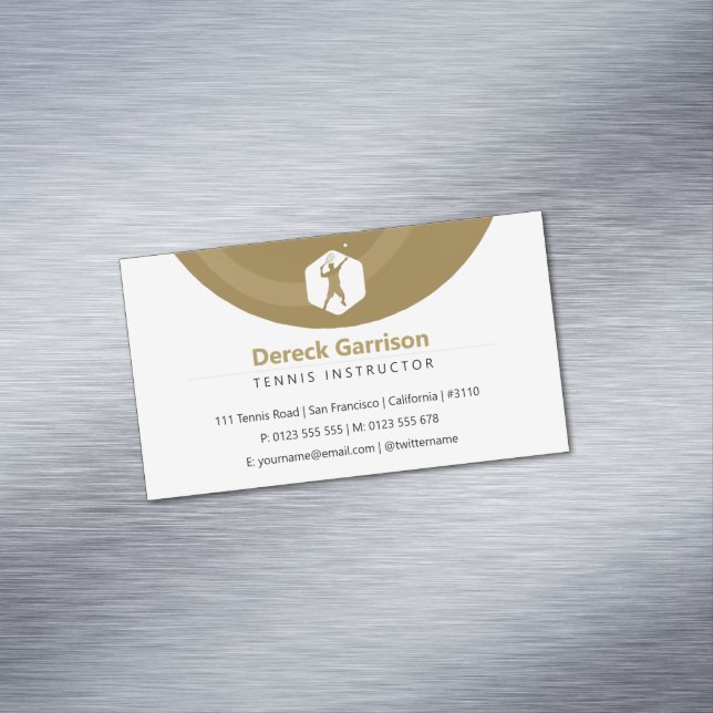 Tennis Instructor | Coach | Trainer Golden Magnetic Business Card (In Situ)