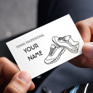 Tennis Instructor Simple Minimalistic Black White Business Card