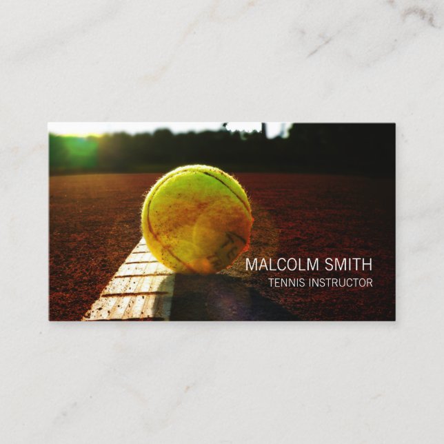 Tennis Instructor Tennis Ball On Ground Closeup Business Card (Front)