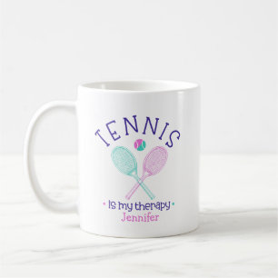 "Tennis Is My Therapy" Custom Coffee Mug Gift
