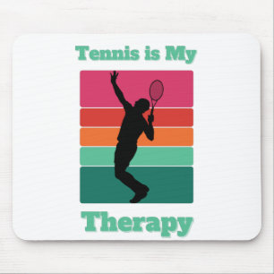 Tennis is My Therapy Rectangle Retro Sunset Mouse Mat