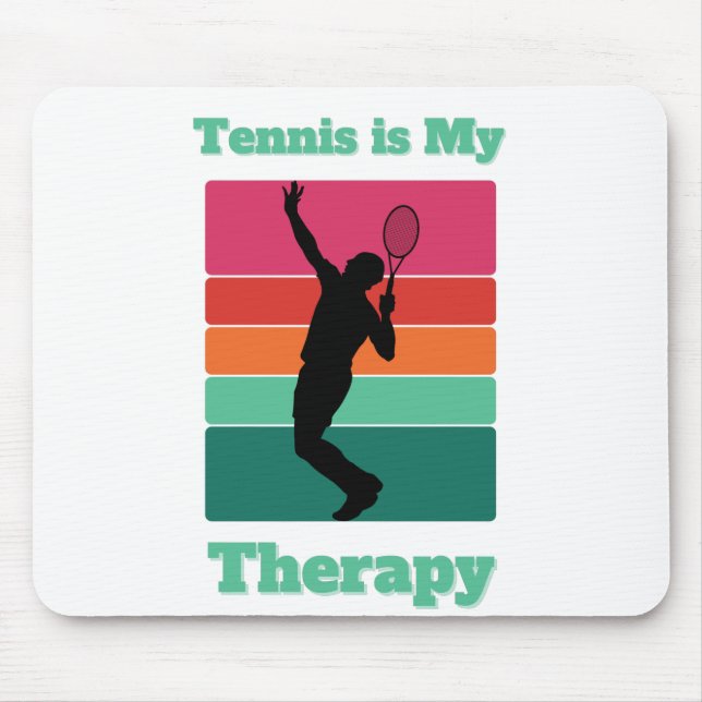 Tennis is My Therapy Rectangle Retro Sunset Mouse Mat (Front)