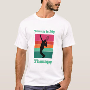 Tennis is My Therapy Rectangle Retro Sunset T-Shirt