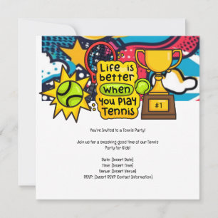 Tennis Kid Birthday Party  Save The Date