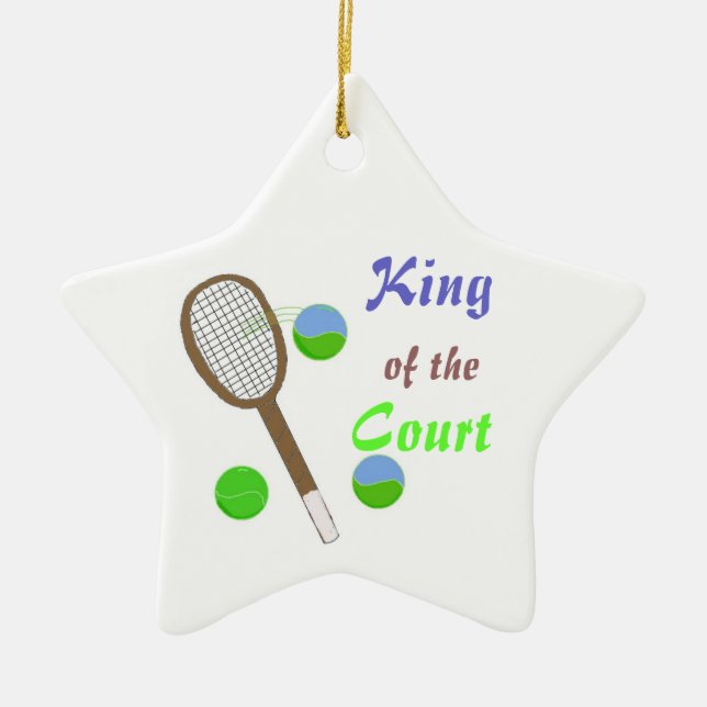 Tennis - King of the Court Ceramic Tree Decoration (Front)