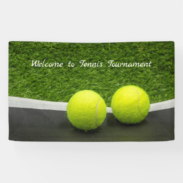 Tennis label on black and green background banner (Horizontal)