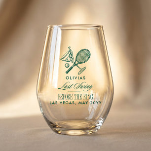 Tennis Last Swing Before The Ring Bachelorette Stemless Wine Glass