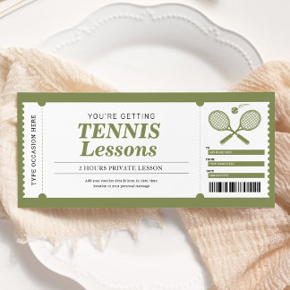 Tennis Lesson Gift Certificate Voucher Invitation