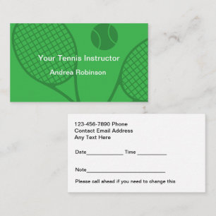 Tennis Lessons Class Appointment Reminder Card