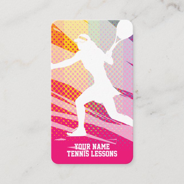 Tennis lessons school business card template (Front)