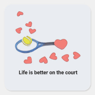 Tennis life is better on the court with love square sticker