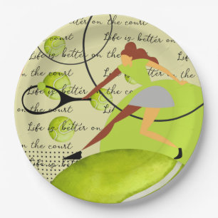 Tennis Life is better on the court woman player   Paper Plate