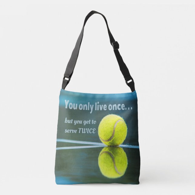 Tennis live once sever twice, Tennis Ball, Court Crossbody Bag (Back)