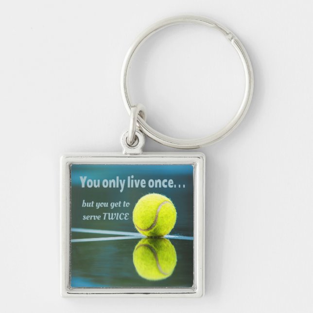 Tennis live once sever twice, Tennis Ball, Court Key Ring (Front)