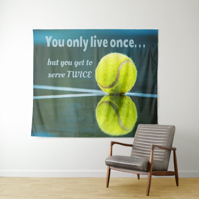 Tennis live once sever twice, Tennis Ball, Court Tapestry (In Situ (Horizontal))