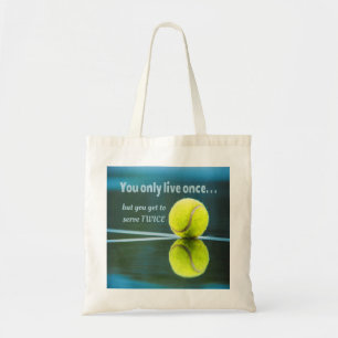 Tennis live once sever twice, Tennis Ball, Court Tote Bag