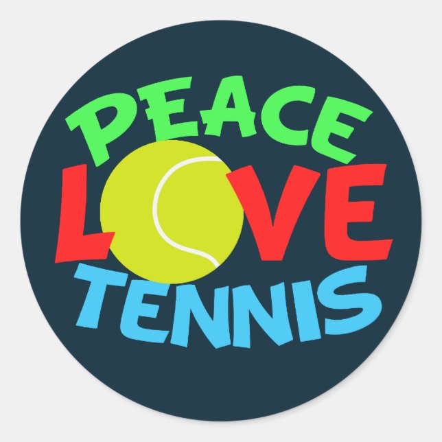 Tennis Love Blue Christmas Classic Round Sticker (Front)